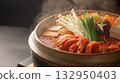 Kimchi hotpot with lots of ingredients: A delightful Japanese winter dish with tofu and pork 132950403