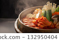 Steaming authentic kimchi hotpot: seasonal ingredients and Chinese cabbage kimchi 132950404