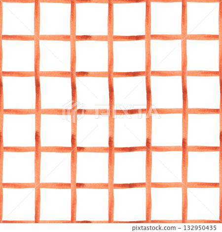 Seamless square pattern. Vertical and horizontal lines form a square grid. Watercolor, marker illustration. Hand drawn isolated art. Suitable for packaging, textiles, wallpaper and backgrounds. 132950435