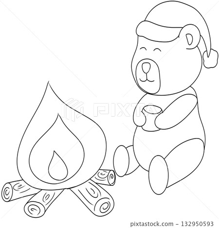 Hand drawn doodles Christmas Bear 132950593