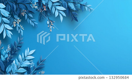 Blue floral background with white space 132950684