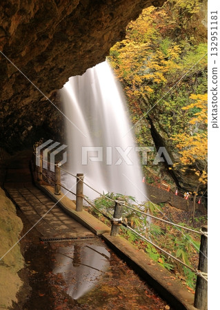 長野縣雷鳴瀑布的秋季 132951181