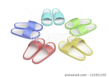 Group of five pairs of rubber slides in different colors Group of five pairs of rubber slides in different colors 132951295