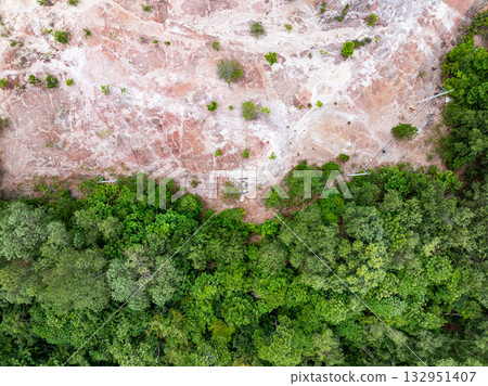 Deforestation aerial photo,Forest destroyed environmental damage from deforestation and land erosion in rural areas Deforestation aerial photo,Forest destroyed environmental damage from deforestation and land erosion in rural areas 132951407