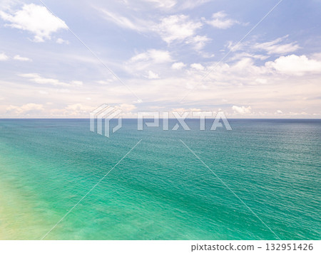 Sea surface aerial view water surface texture,Turquoise sea background Beautiful nature Amazing view seascape background 132951426