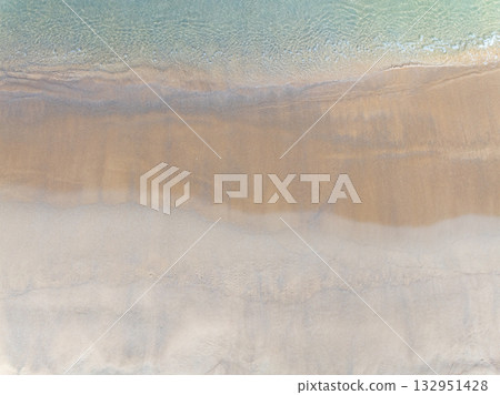 Beautiful beach sea in summer season,Travel and nature environment concept,Sea beach background Top view sandbar image from drone camera wide angle 132951428