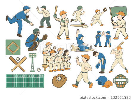 Baseball Illustration Set, Baseball Illustration Set 132951523
