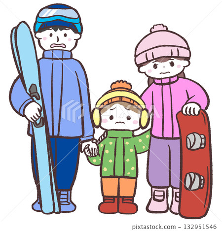 Illustration of a dissatisfied winter sports family 132951546