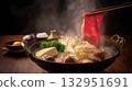A steaming feast: Wagyu beef sukiyaki with a perfect balance of meat and vegetables 132951691