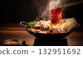 A melody of appetite: steaming traditional sukiyaki pot 132951692