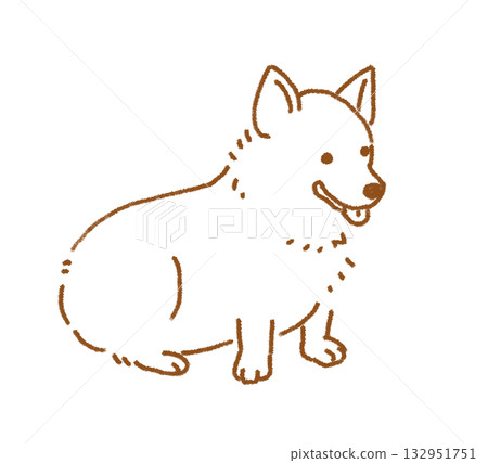 柯基犬線條畫 柯基犬線條畫 132951751