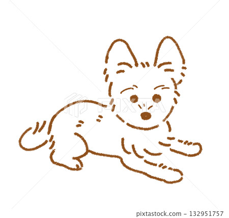 約克夏犬線條畫 132951757