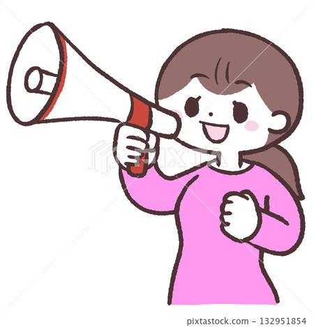 Illustration of a woman with a megaphone 132951854