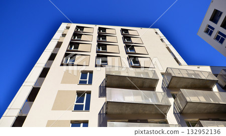 Modern elements in contemporary architecture. Architectural details of a modern apartment building. Modern elements in contemporary architecture. Architectural details of a modern apartment building. 132952136