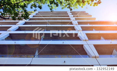 Modern elements in contemporary architecture. Architectural details of a modern apartment building. Modern elements in contemporary architecture. Architectural details of a modern apartment building. 132952149