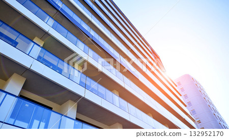 Modern elements in contemporary architecture. Architectural details of a modern apartment building. Modern elements in contemporary architecture. Architectural details of a modern apartment building. 132952170