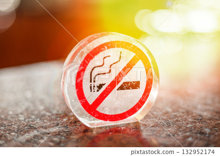 No smoking glass sign on the table 132952174