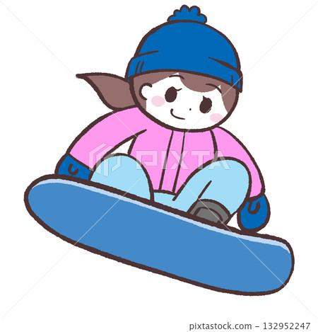 Illustration of a woman snowboarding 132952247