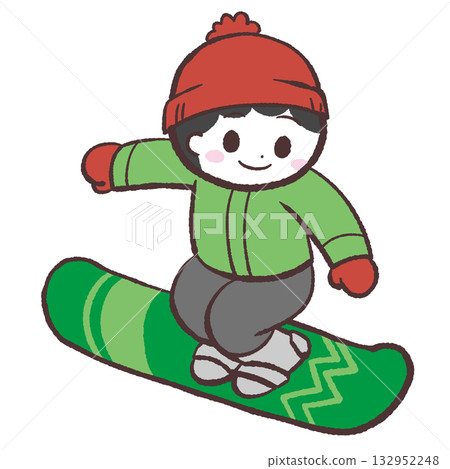 Illustration of a boy snowboarding 132952248