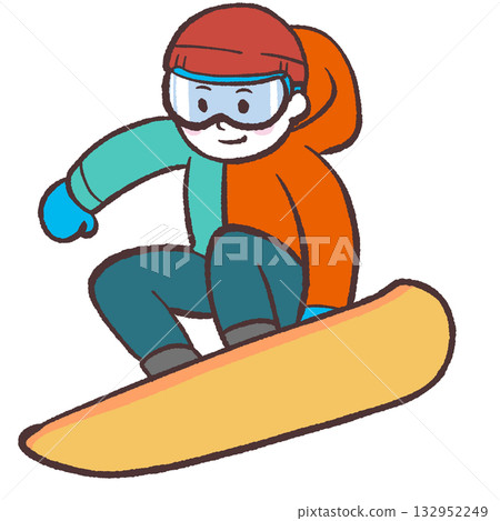 Illustration of a man snowboarding 132952249