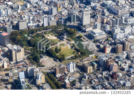 Aerial view of the Toyama Castle area 132952285