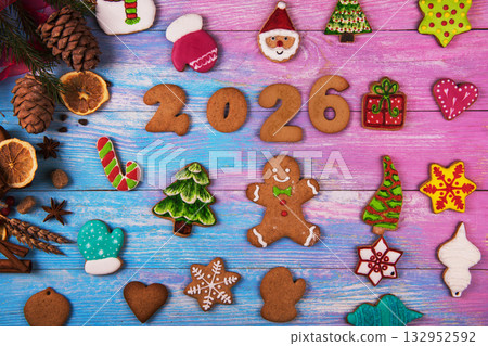Colorful Christmas Cookies Greeting for 2026 Holidays 132952592