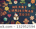 Merry Christmas 2026 Greeting with Festive Cookies 132952594