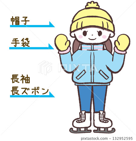 Ice skating outfit instructions for girls illustration 132952595