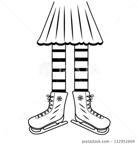 Silhouette of legs skating on ice at an ice rink. Vector logo illustration Silhouette of legs skating on ice at an ice rink. Vector logo illustration 132952604