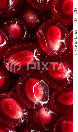 Vibrant, juicy pomegranate seeds burst with freshness, offering a visually stunning close-up of nature's edible jewels perfect for healthy lifestyle and food concepts. Vibrant, juicy pomegranate seeds burst with freshness, offering a visually stunning close-up of nature's edible jewels perfect for healthy lifestyle and food concepts. 132952663
