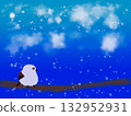 Fluttering snow and long-tailed tits 132952931