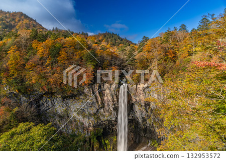 Kegon Falls surrounded by autumn leaves 132953572