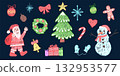 Cute crayon Christmas illustration. 132953577