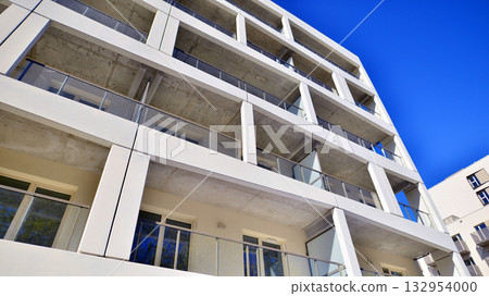 Modern elements in contemporary architecture. Architectural details of a modern apartment building. Modern elements in contemporary architecture. Architectural details of a modern apartment building. 132954000