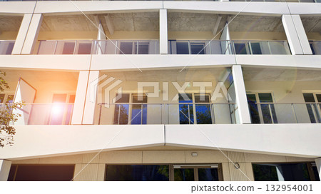 Modern elements in contemporary architecture. Architectural details of a modern apartment building. Modern elements in contemporary architecture. Architectural details of a modern apartment building. 132954001