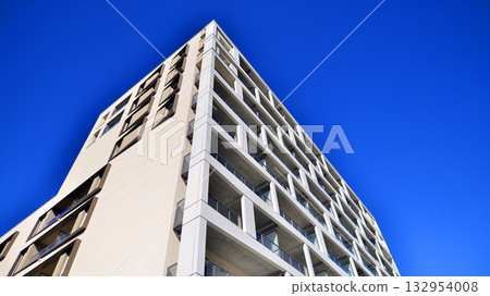 Modern elements in  contemporary  architecture. Architectural details of a modern apartment building. 132954008