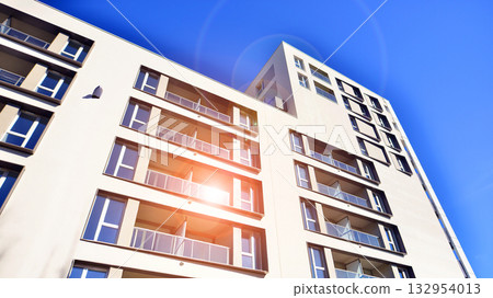 Modern elements in contemporary architecture. Architectural details of a modern apartment building. Modern elements in contemporary architecture. Architectural details of a modern apartment building. 132954013