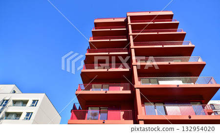Modern elements in contemporary architecture. Architectural details of a modern apartment building. Modern elements in contemporary architecture. Architectural details of a modern apartment building. 132954020