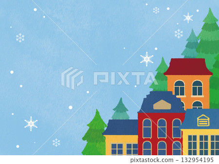 雪鎮背景素材 132954195