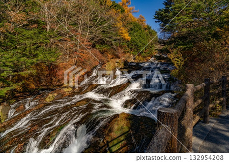Ryuzu Falls in Oku-Nikko dyed in autumn leaves Ryuzu Falls in Oku-Nikko dyed in autumn leaves 132954208
