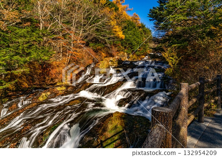 Ryuzu Falls in Oku-Nikko dyed in autumn leaves Ryuzu Falls in Oku-Nikko dyed in autumn leaves 132954209