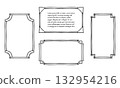 Frame outline set. Hand drawn decorative doodle black ink brush stroke corner, modern marker pen calligraphic freehand grunge line. Rectangle isolated geometric shape background. Vector illustration 132954216