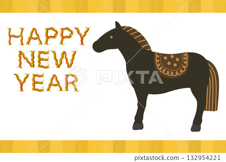 簡約現代的黑馬新年賀卡模板 / 無祝福語 132954221