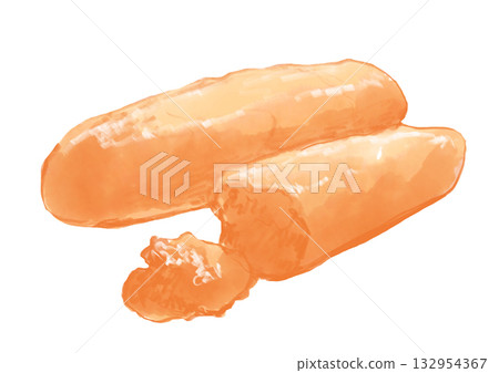 新鮮美味的明太子手繪水彩插圖 132954367