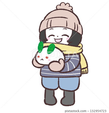 Illustration of a Kid Showing a Snow Bunny Illustration of a Kid Showing a Snow Bunny 132954723