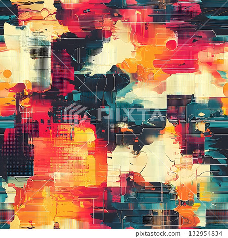 Abstract Colorful Glitch Art 132954834
