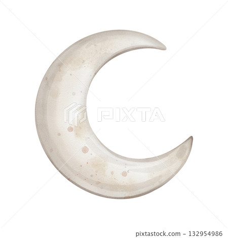 Hand drawn watercolor illustration of the moon muted tones for Baby shower invitations or nursery wall art. Drawing sky perfect for conveying a dreamy, mystical atmosphere for kids greeting cards. Hand drawn watercolor illustration of the moon muted tones for Baby shower invitations or nursery wall art. Drawing sky perfect for conveying a dreamy, mystical atmosphere for kids greeting cards. 132954986
