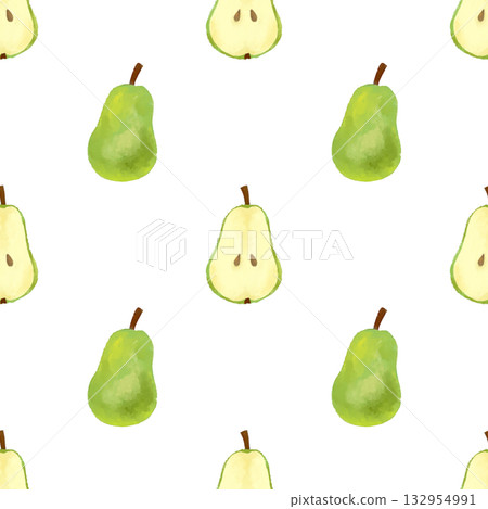 Watercolor pear seamless pattern - A gentle autumn design element 132954991