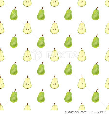 Watercolor pear seamless pattern - A gentle autumn design element Watercolor pear seamless pattern - A gentle autumn design element 132954992