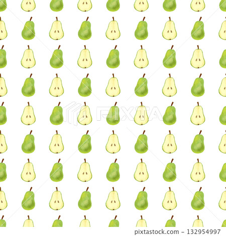 水彩梨子無縫圖案－柔和的秋季設計元素 132954997